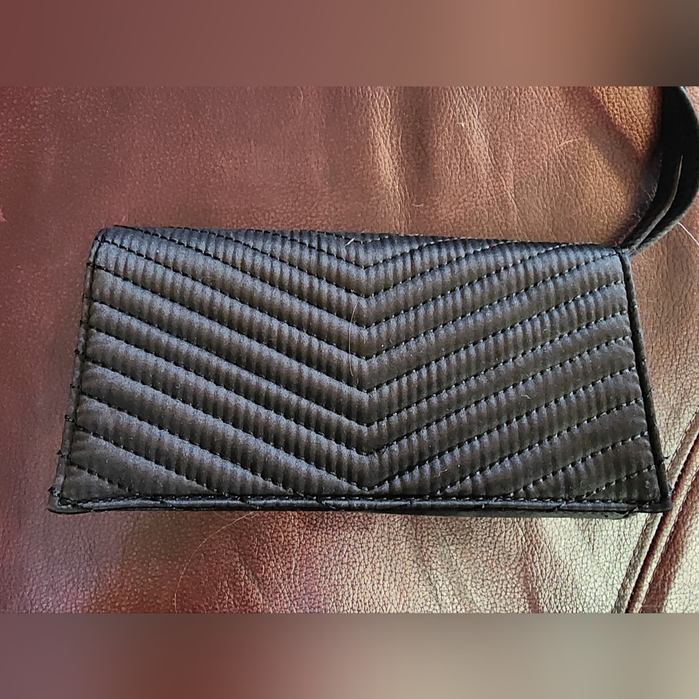 Neiman Marcus Black Satin Evening Bag Wristlet / Clutch - Picture 9 of 9